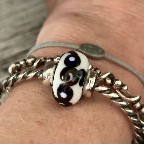 TROLLBEADS Set of Unique Rare Jumbo & Silver Twisted Bangle XXS LAA 925S NEW! - Picture 3 of 14